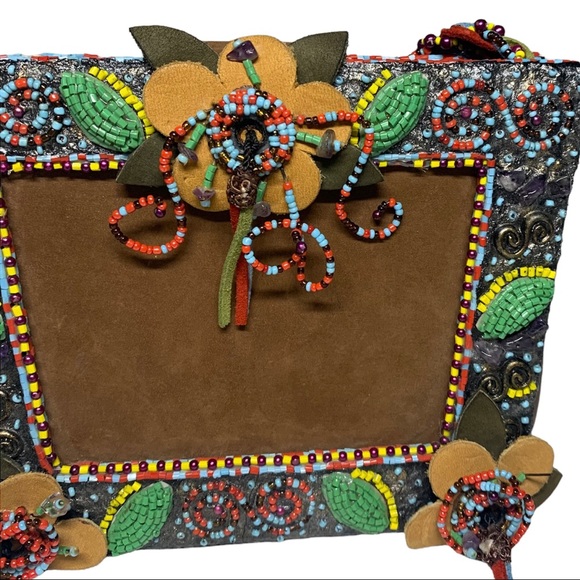 Mary Frances embellished beaded handbag with brown suede beaded strap - Picture 2 of 10